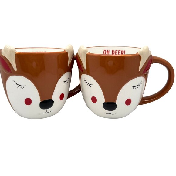 Oh Deer 16oz Reindeer Christmas Coffee Mugs Set Of 2 By Wondershop - Picture 1 of 7